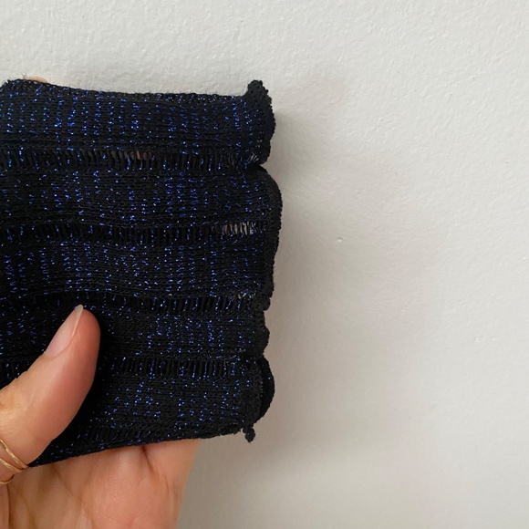 NWT Pilcro by Anthropologie Turtleneck Navy Blue Metallic Sheer Top Size XS - Picture 6 of 10